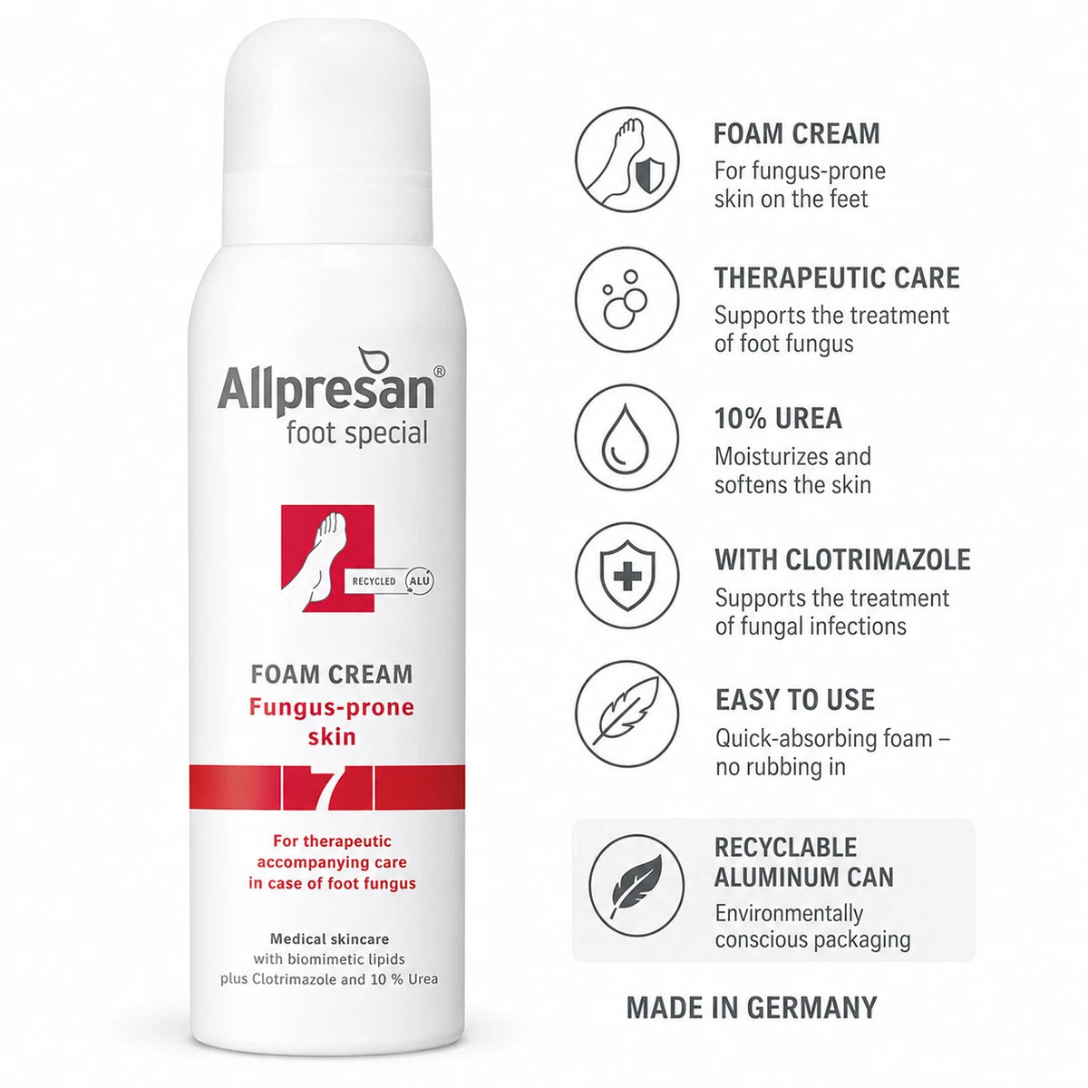 Allpresan Foot Special Foam Cream 125ml for Fungus-Prone Skin Foot Care