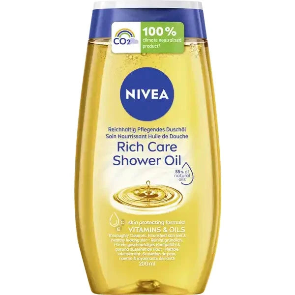 2xNIVEA RICH CARE Shower Oil for Dry Skin, Natural Pampering, 200ml (6.7 fl. oz)