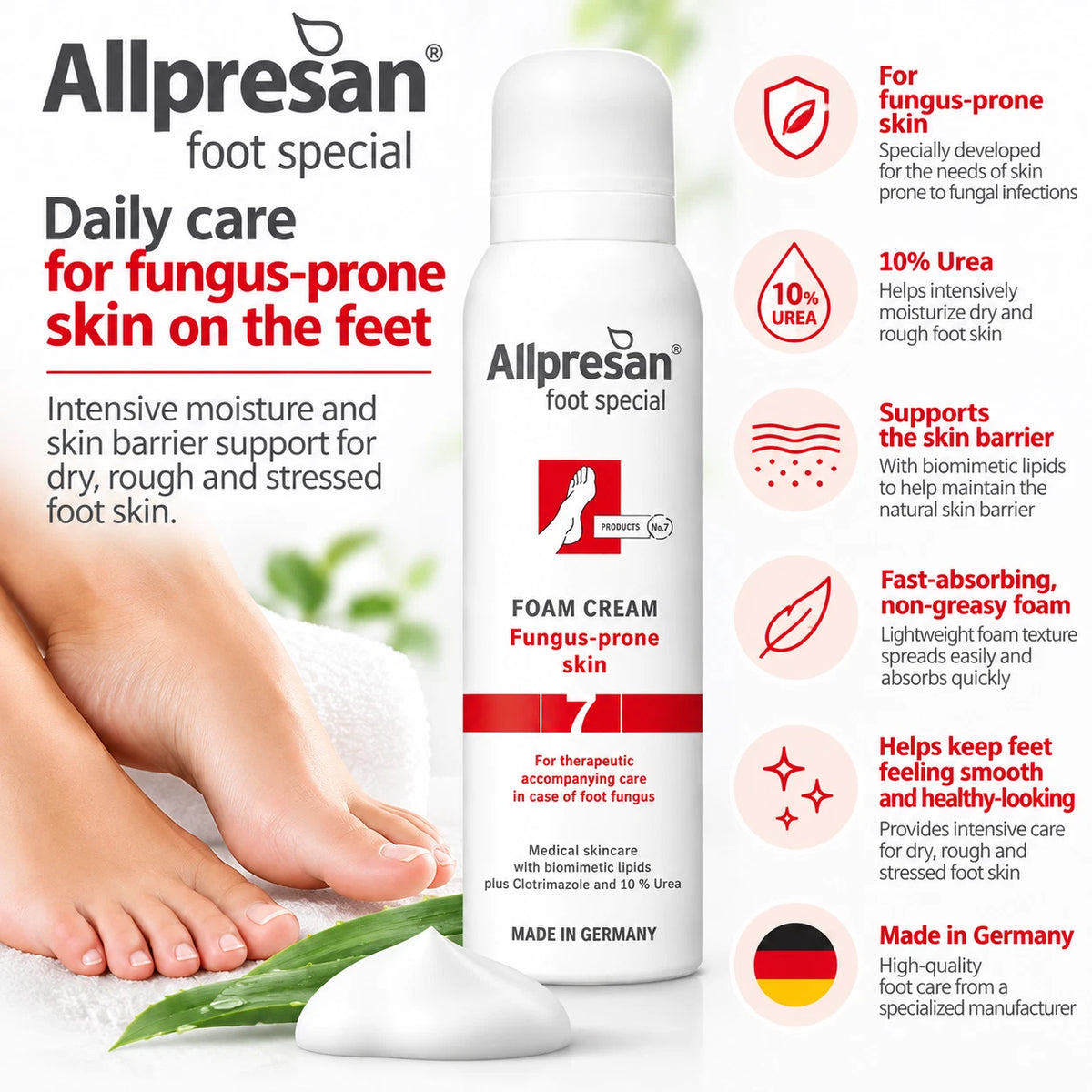 Allpresan Foot Special Foam Cream 125ml for Fungus-Prone Skin Foot Care